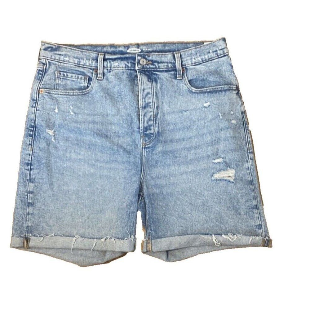 Old Navy Women's Shorts 16 Sky-Hi Short Extra High Rise Light Wash Denim